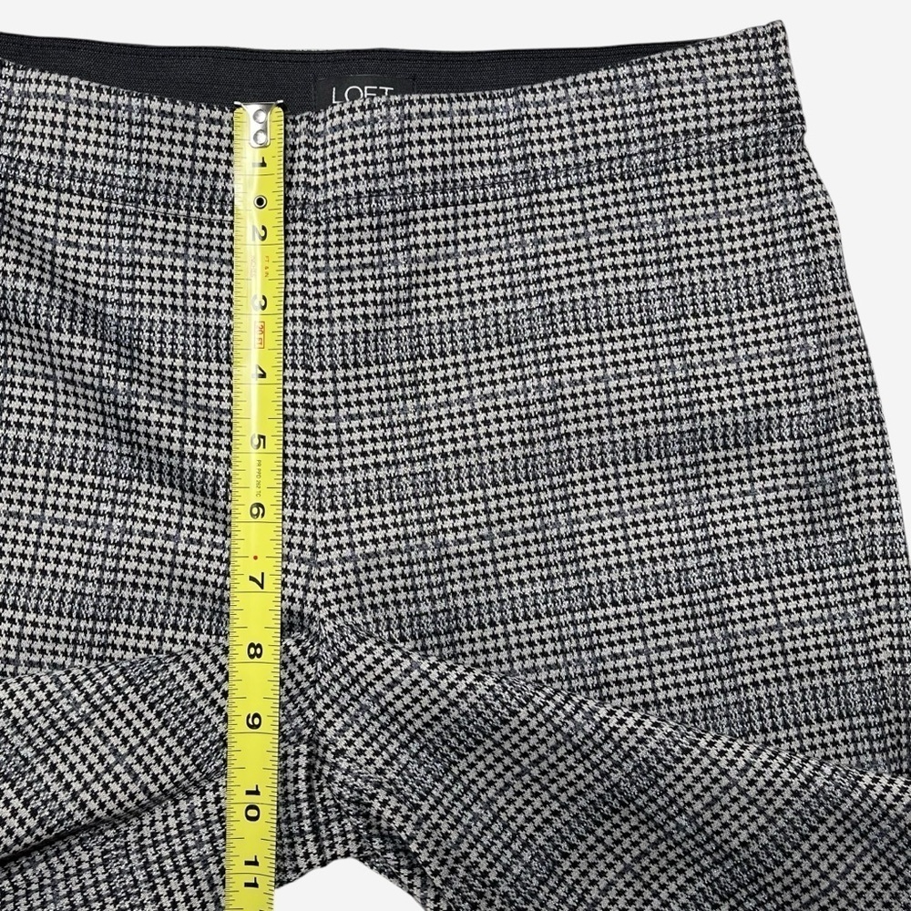 LOFT Ankle Pants XSP Wide Leg Shimmer Plaid Black Gray Pull-On Elastic Waist NEW - Picture 6 of 11